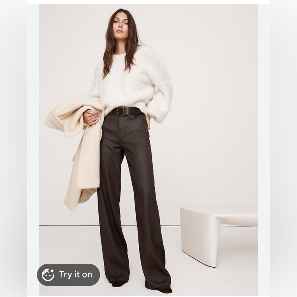 The Coated Denim Pintuck Jean in brown